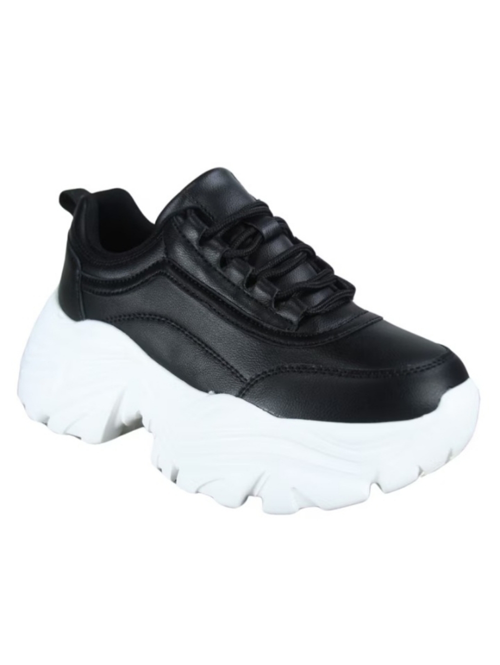 NEW Le Sheelah Women Black & White Chunky Pkatform Sneakers